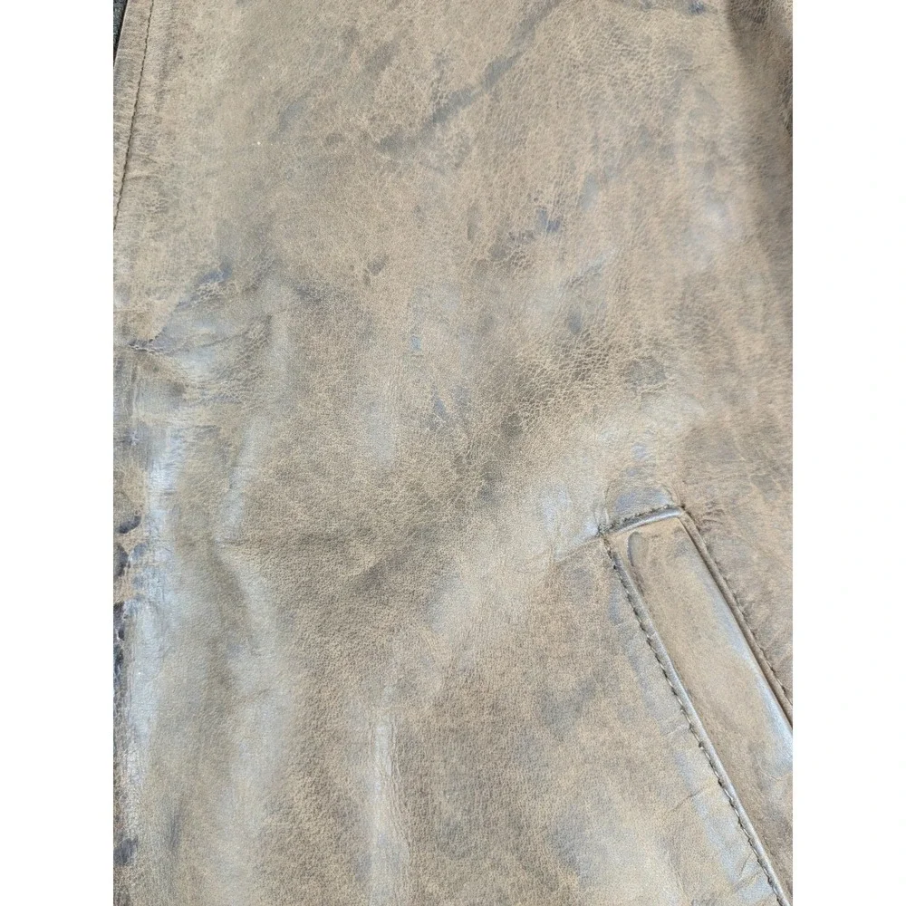 NWT ASOS Faux Leather Bomber‎ Jacket Mens Sz M Brown Distressed Zip Long Sleeve